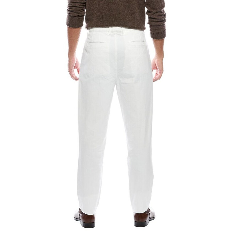 美品！！ CUCINELLI ホワイトデニム Brunello Cucinelli Men'S White Cotton Pleated Trousers, Size 52