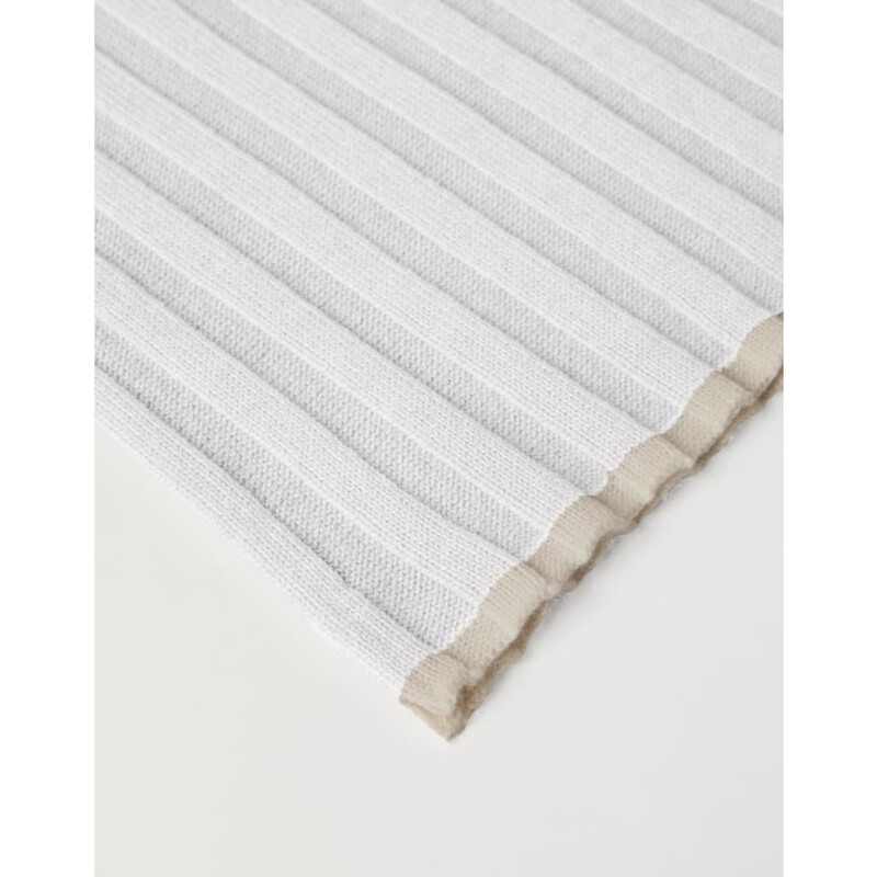 Brunello Cucinelli Men's White Ribbed Wool Scarf M2240819_CXP54