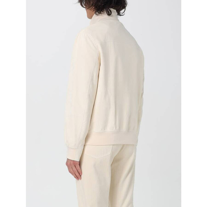 Brunello Cucinelli White Leather Zip Jacket, Size X-Large