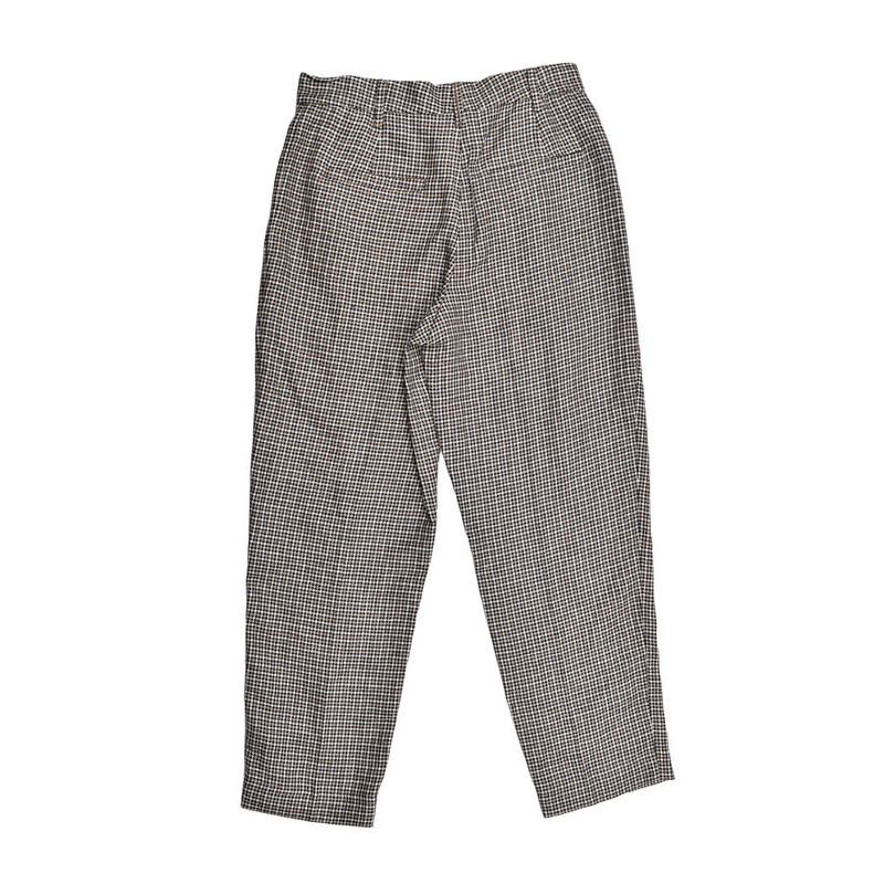 Brunello Cucinelli Women'S Beige Blue Linen Houndstooth Trousers