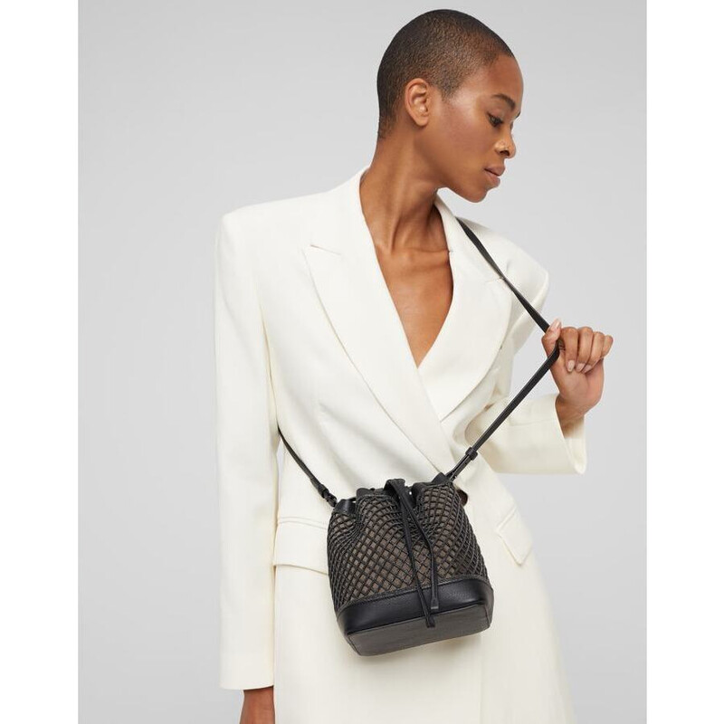 Brunello Cucinelli Womens Black Leather Mesh Bag MBETD2510_C101