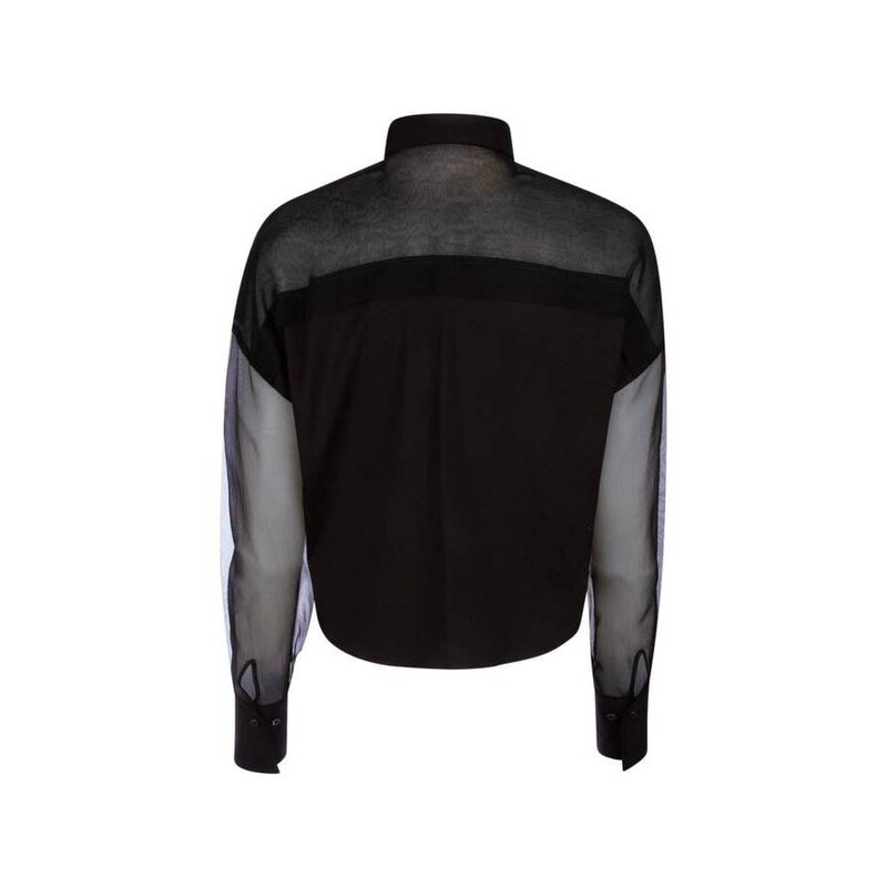BRUNELLO CUCINELLI ラグランシアーシャツ Brunello Cucinelli Womens Black Sheer Panel Shirt, Size XS