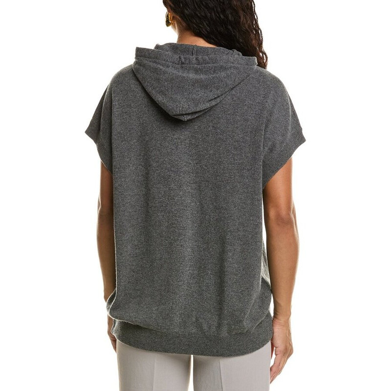 Brunello Cucinelli Women'S Lead Wool Silk Hooded Sleeveless