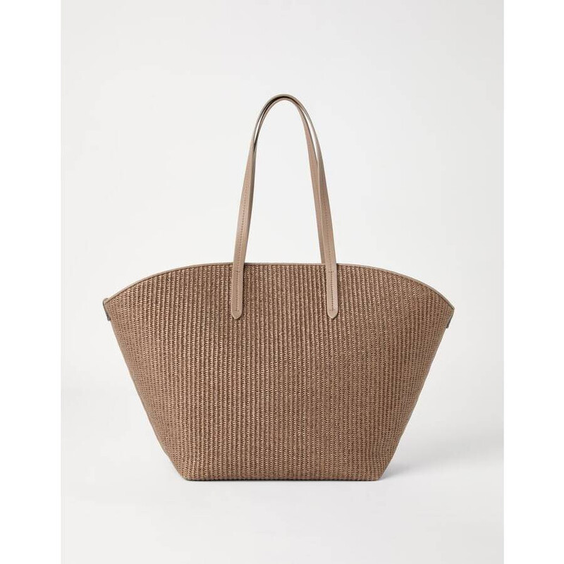 Brunello Cucinelli Womens Light Brown Woven Tote MB39D2682_C193