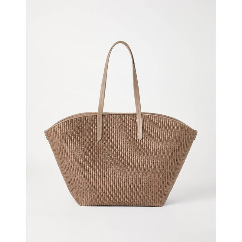 Brunello Cucinelli Womens Light Brown Woven Tote MB39D2682_C193
