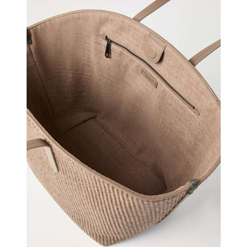 Brunello Cucinelli Womens Light Brown Woven Tote MB39D2682_C193