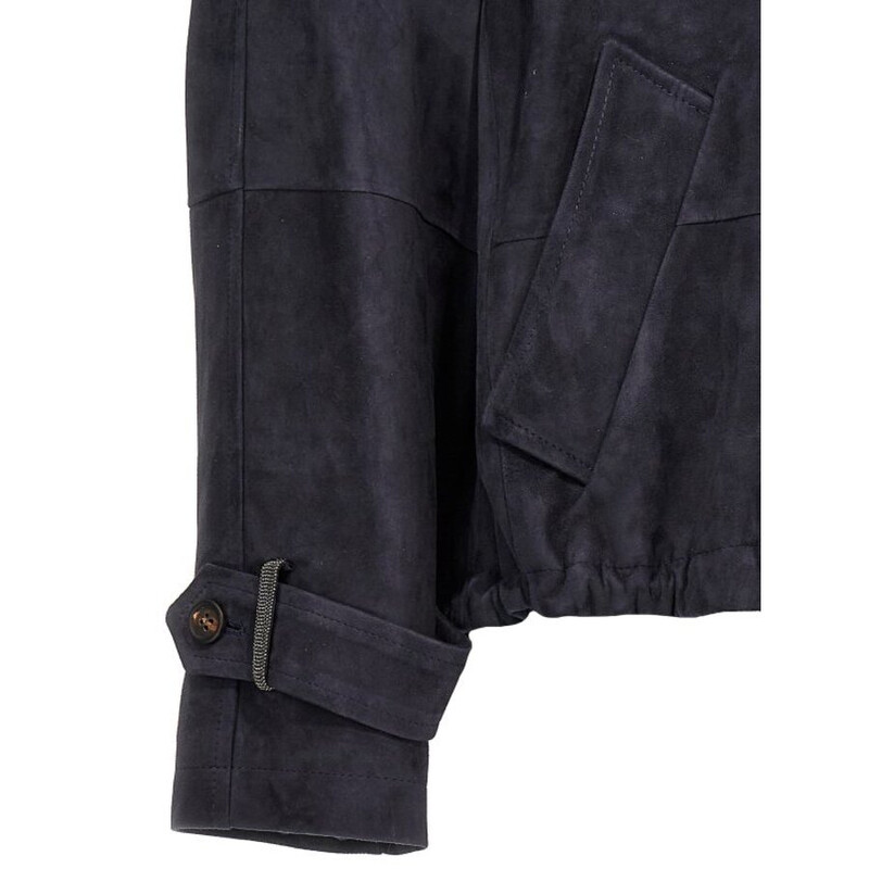 Brunello Cucinelli Womens Night Sky Suede Jacket, Size 44