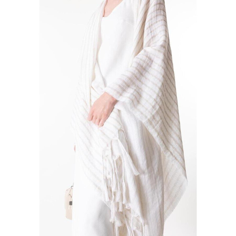 Brunello Cucinelli Womens Off White Wool Linen Scarf