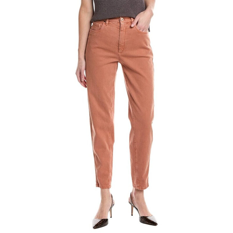 Brunello Cucinelli Womens Tawny Orange Cotton Trousers, Size 44