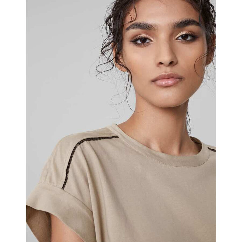Brunello Cucinelli Women'S Wheat Stalk Short Sleeve Boxy Shirt