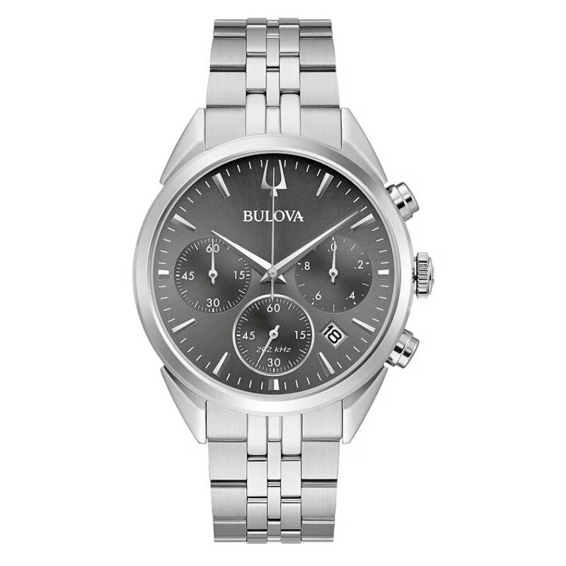 bulova クロノグラフ クオーツ シルバー  グレー Bulova Chronograph Quartz Grey Dial Men's Watch 96B372