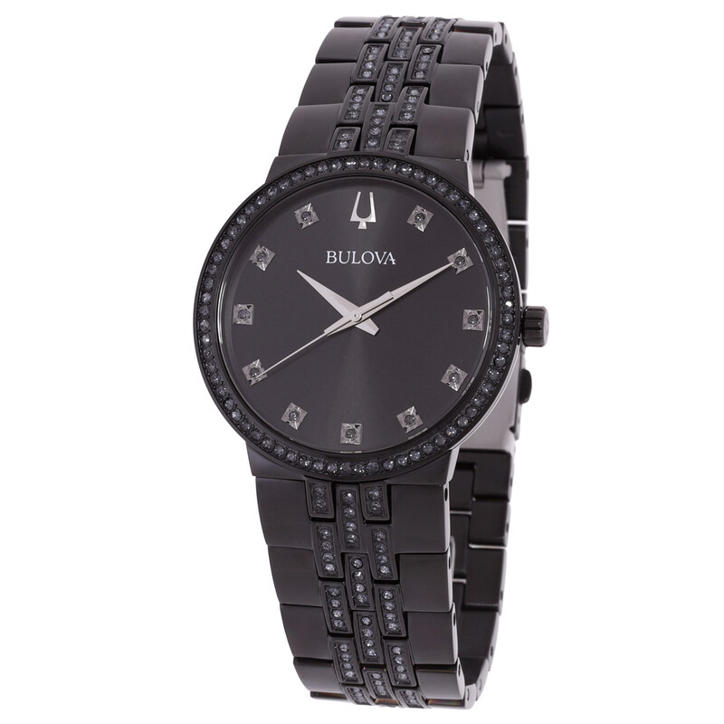Bulova Classic Quartz Watch Black MOP Dial Crystal Bezel And  display picture 3