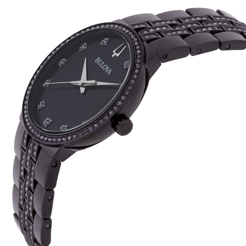 Bulova Classic Quartz Watch Black MOP Dial Crystal Bezel And Indices 30mm Bulova Classic Quartz Watch Black MOP Dial Crystal Bezel And  main image 3