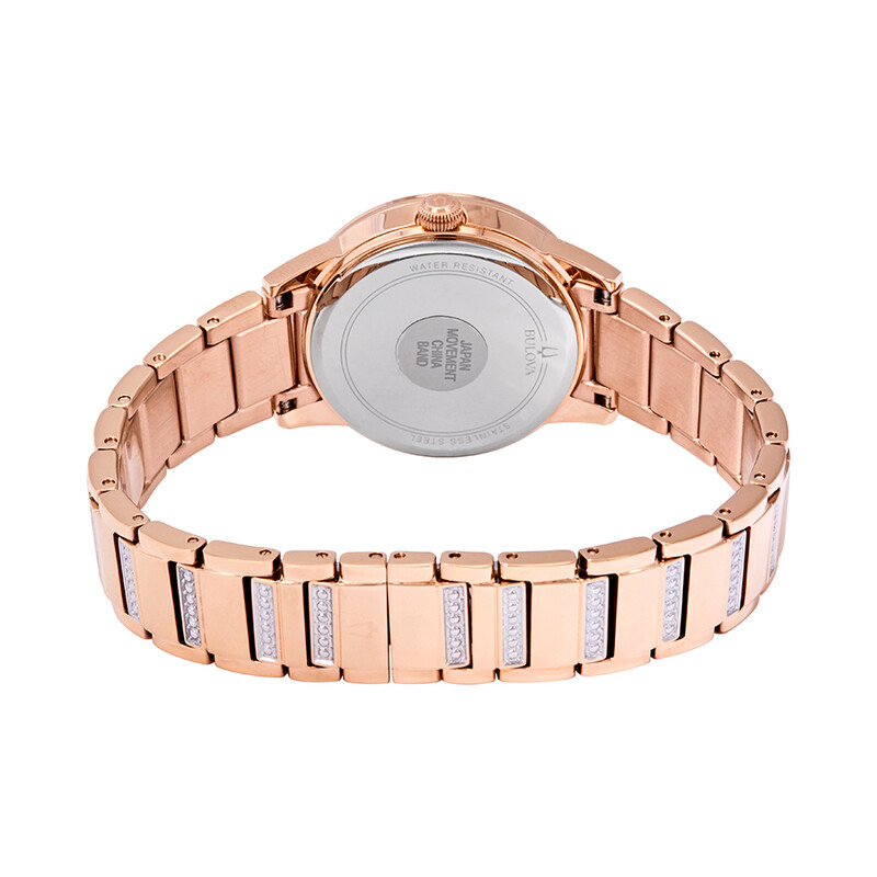 Bulova Crystal TurnStyle Blue Mother of Pearl Dial Ladies Watch 98L247 ...