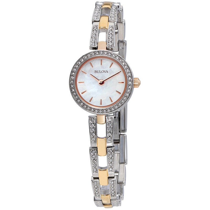 Bulova Crystal White Mother of Pearl Dial Ladies Watch 98L212 ...
