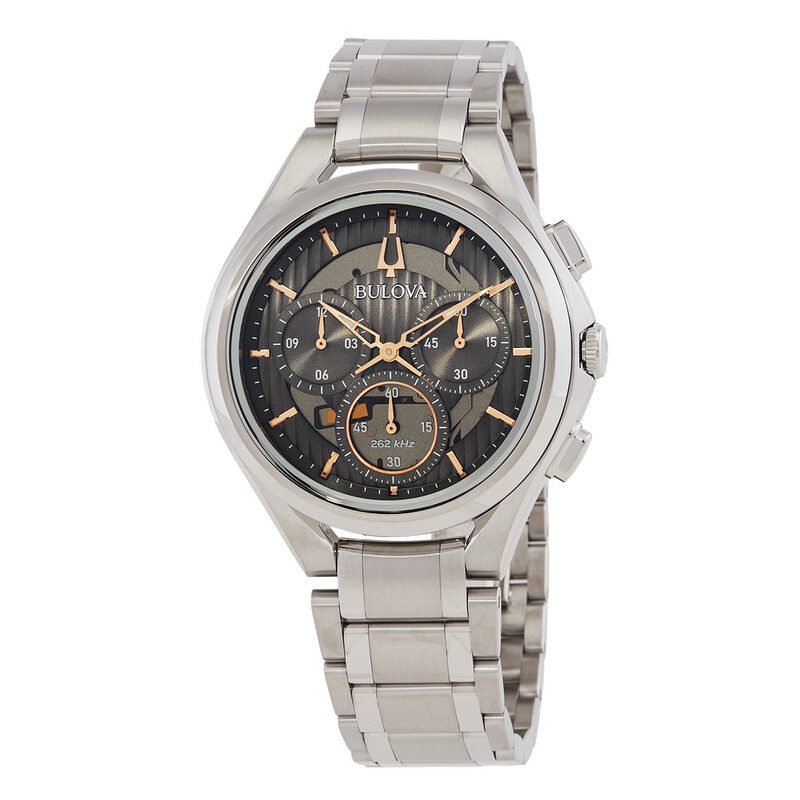 bulova クロノグラフ クオーツ シルバー  グレー Bulova Curv Chronograph Quartz Grey Dial Men's Watch 96A298