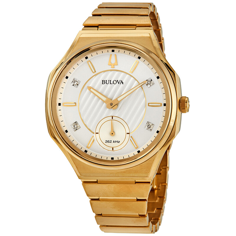 Bulova Curv Quartz Diamond Silver Dial Ladies Watch 97P136 042429559806 ...