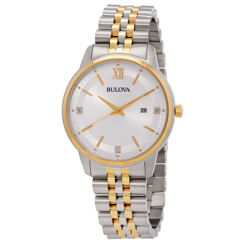 SALE! Bulova Diamond Crystal Accent 26mm Watch Bulova Diamond Accent Quartz Silver Dial Men main image 2