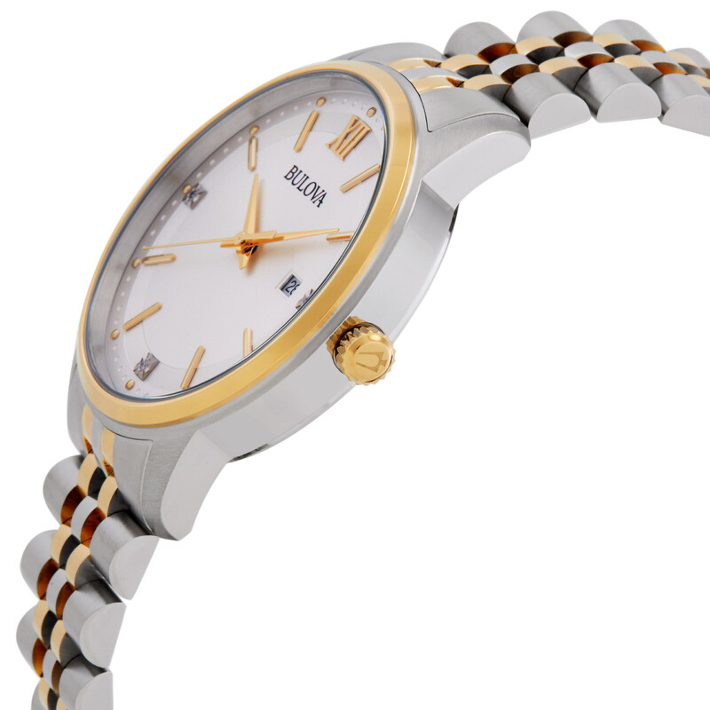 Bulova Diamond Accent Quartz Silver Dial Men display picture 1