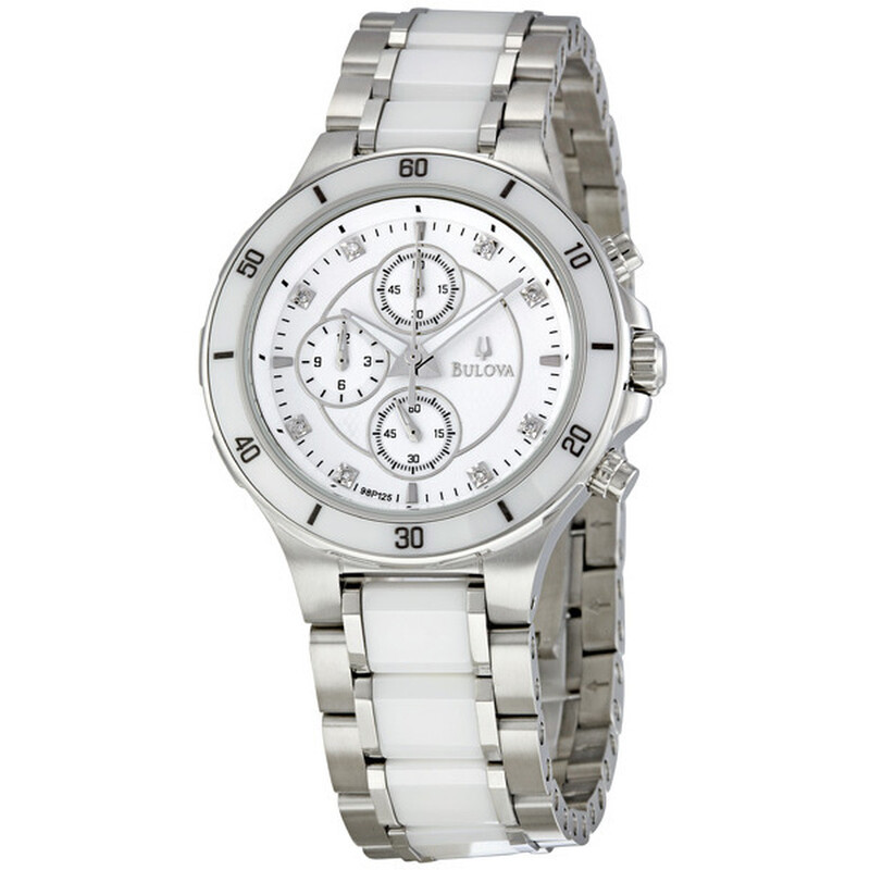 Bulova Diamond Chronograph Ladies Watch 98P125 0042429480247  display picture 2