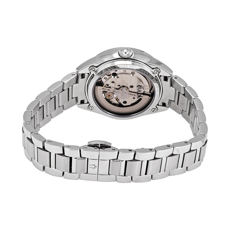 Bulova Automatic Diamond Silver Dial Stainless Steel Ladies Watch ...