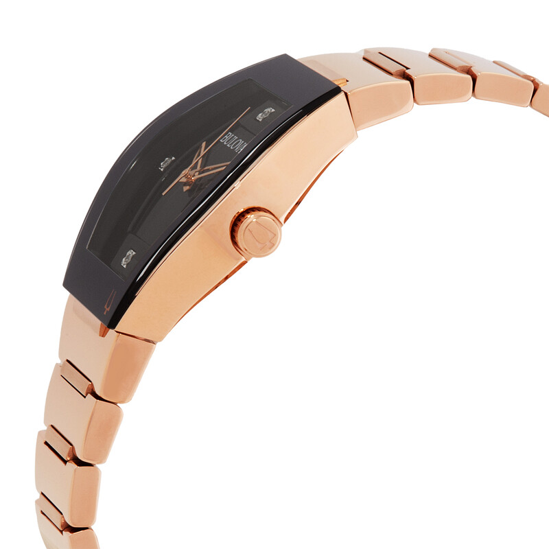 Bulova Gemini Quartz Diamond Black Dial Ladies Watch 97P158 ...