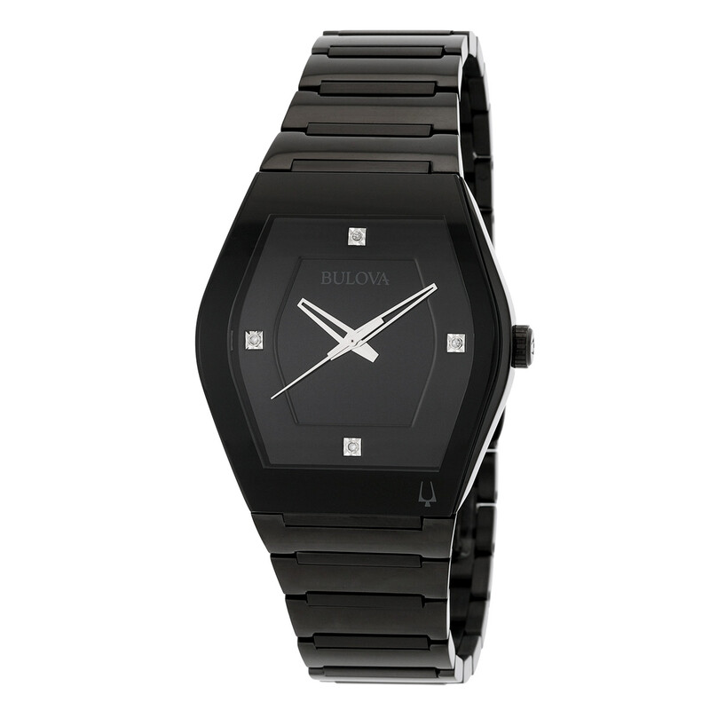 Bulova Gemini Quartz Diamond Black Dial Men's Watch 98D177