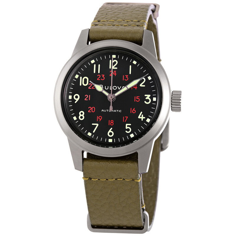 Bulova Hack Automatic Black Dial Men's Watch 98A255 042429581296