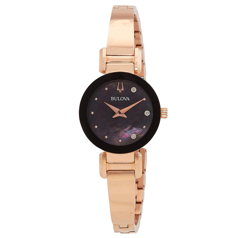 Bulova Marc Anthony Quartz Diamond Black Dial Ladies Watch 