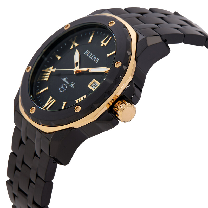 Bulova Marine Star Quartz Black Dial Men display picture 2