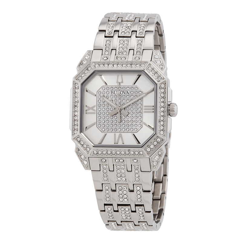 NWT Bulova Octava Quartz Crystal Silver Dial Men\'s Watch Bulova - Octava Silver Diamond Stainless Steel Crystal Watch  main image 4