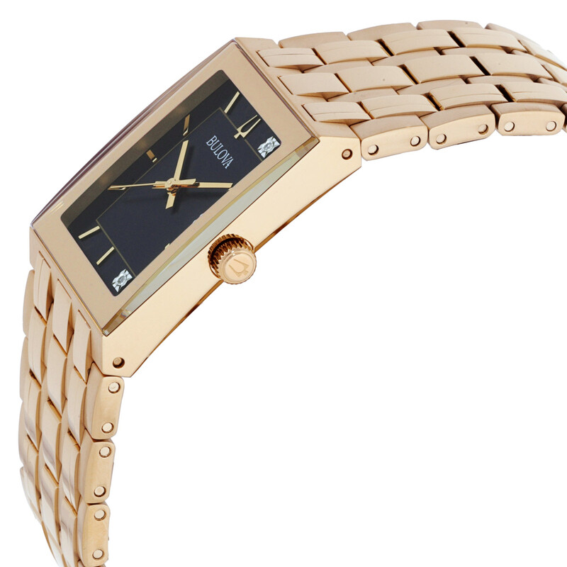 Bulova Quadra Quartz Diamond Black Dial Ladies Watch 97D132 Bulova Quadra Quartz Diamond Black Dial Ladies Watch 97D132