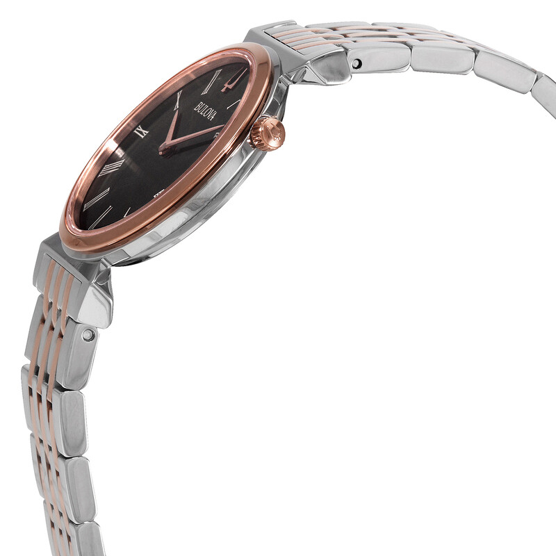 Bulova Women\'s Watch 98L265 Quartz Black Dial Rose Gold Silver Stainless Steel Bulova Women main image 2