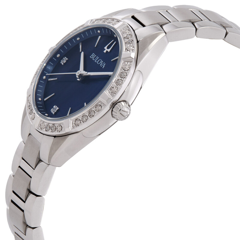 Bulova Quartz Crystal Blue Dial Ladies Watch 96R243  display picture 1