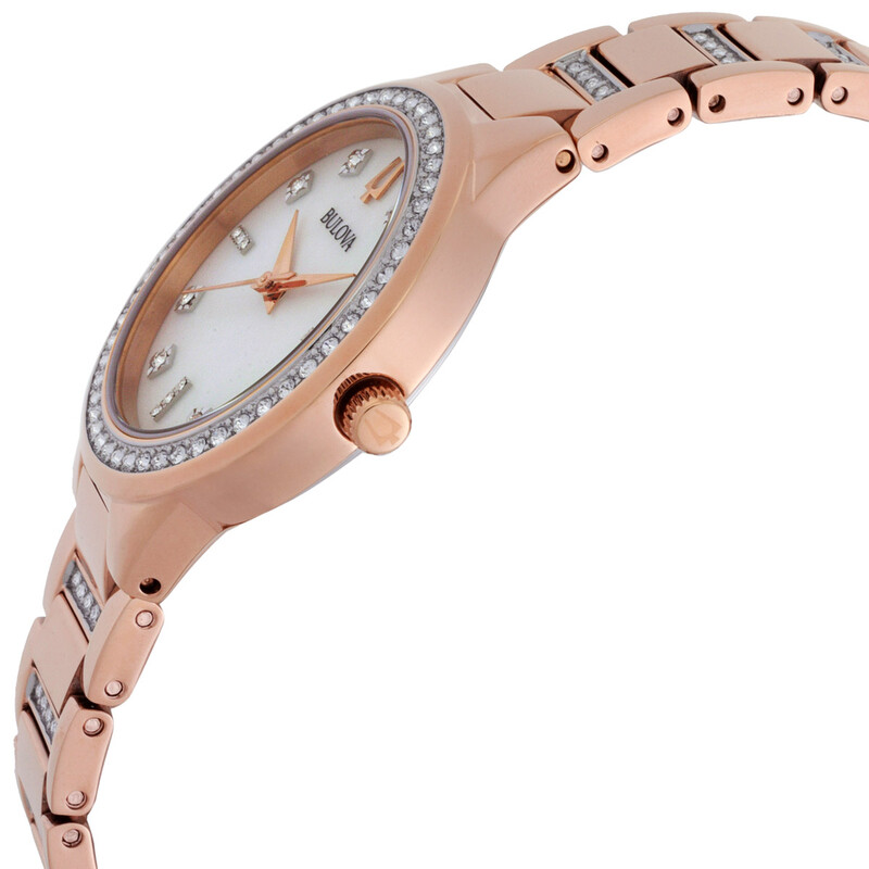 Bulova Quartz Crystal Ladies Watch Box Set with Crystal Accent