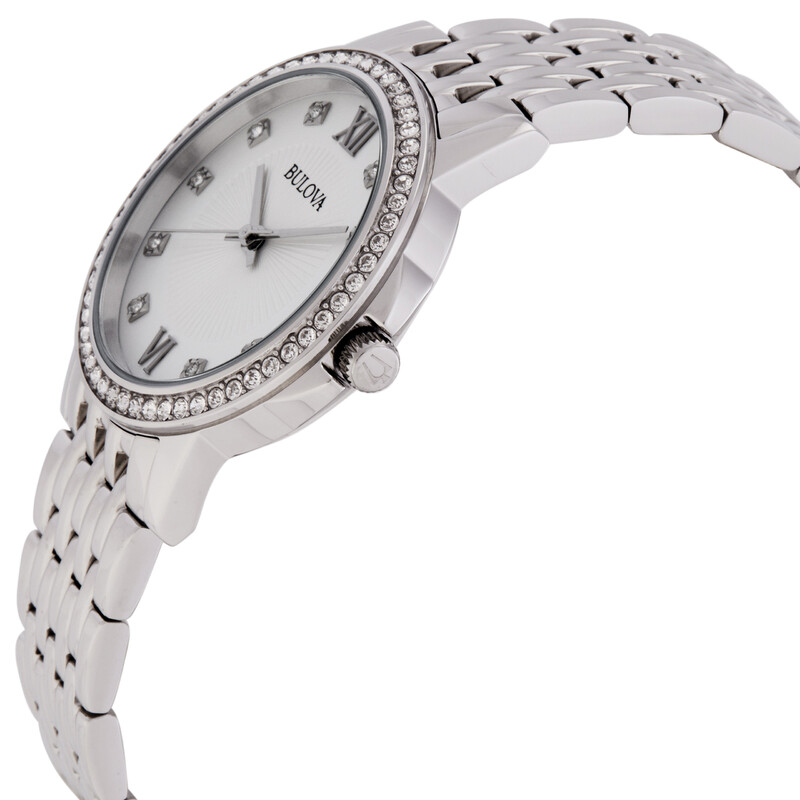 Bulova Quartz Crystal White Dial Ladies Watch 96L297 042429586963 ...
