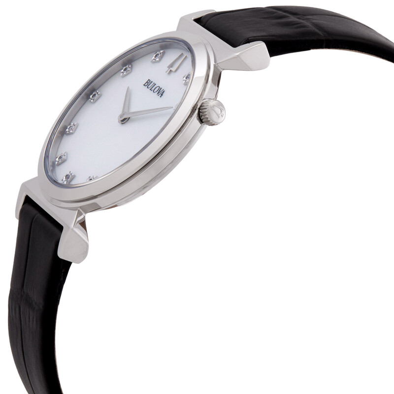 Bulova Quartz Crystal White Mother of Pearl Dial Ladies Watch 96P210 ...