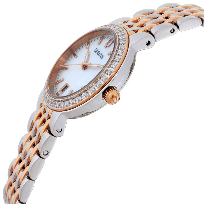 Bulova Women\'s Watch  Quartz White Mother of Pearl Dial Crystal Gold Steel Bulova Crystal Quartz MOP Dial Gold Tone Stainless Steel  main image 4