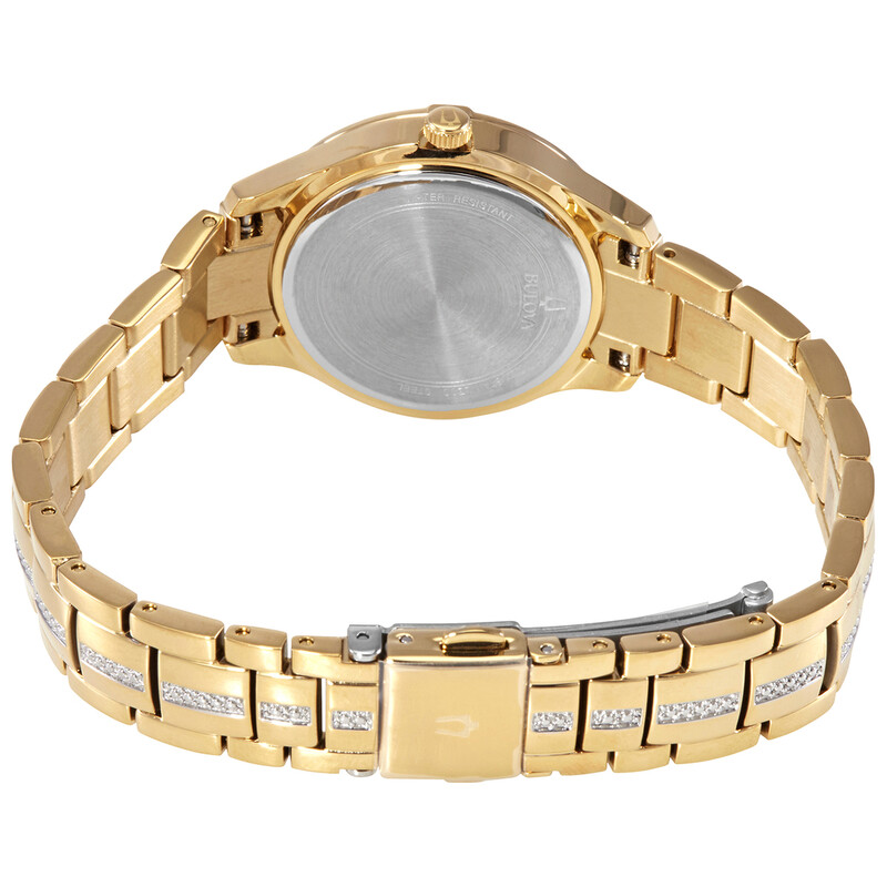 Bulova Quartz Diamond Crystal Mother of Pearl Dial Ladies Watch 98L283 ...