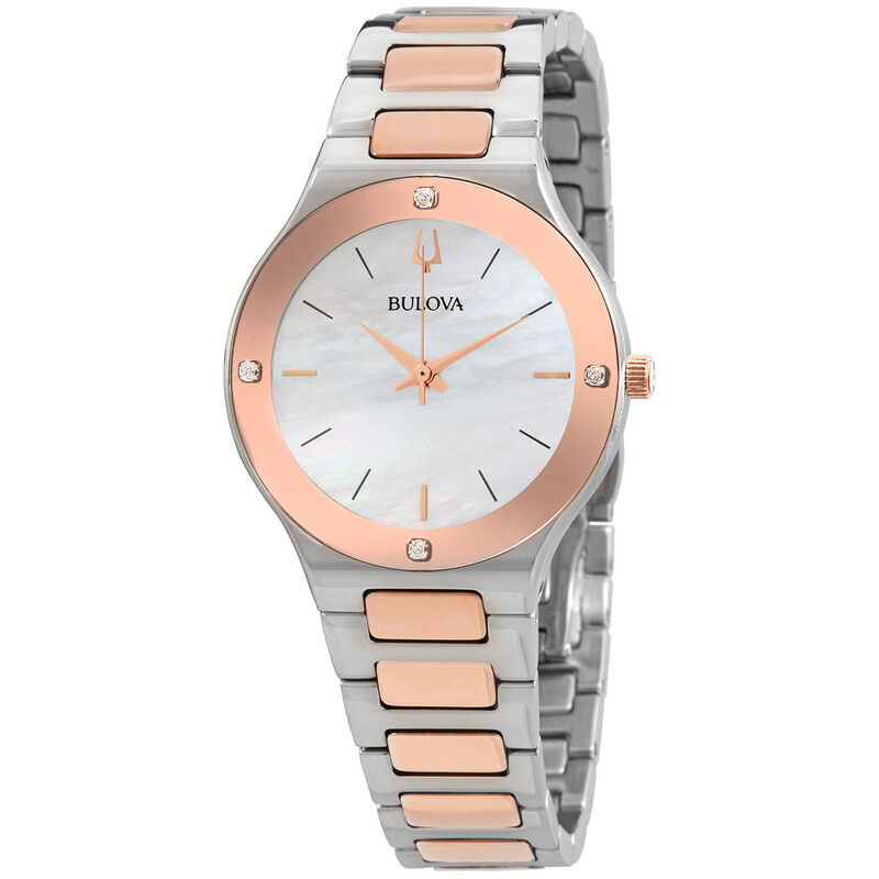 Bulova Quartz Diamond Mother of Pearl Dial Ladies Watch 98R274 ...