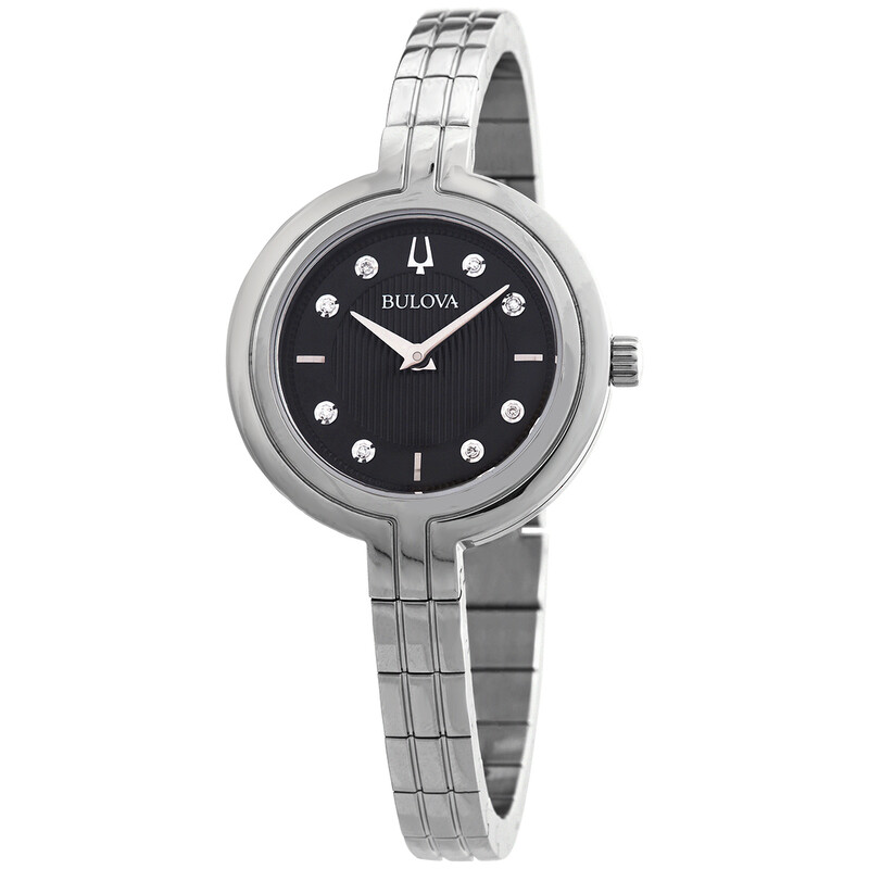 Bulova Rhapsody Quartz Diamond Black Dial Ladies Watch 96P215 ...