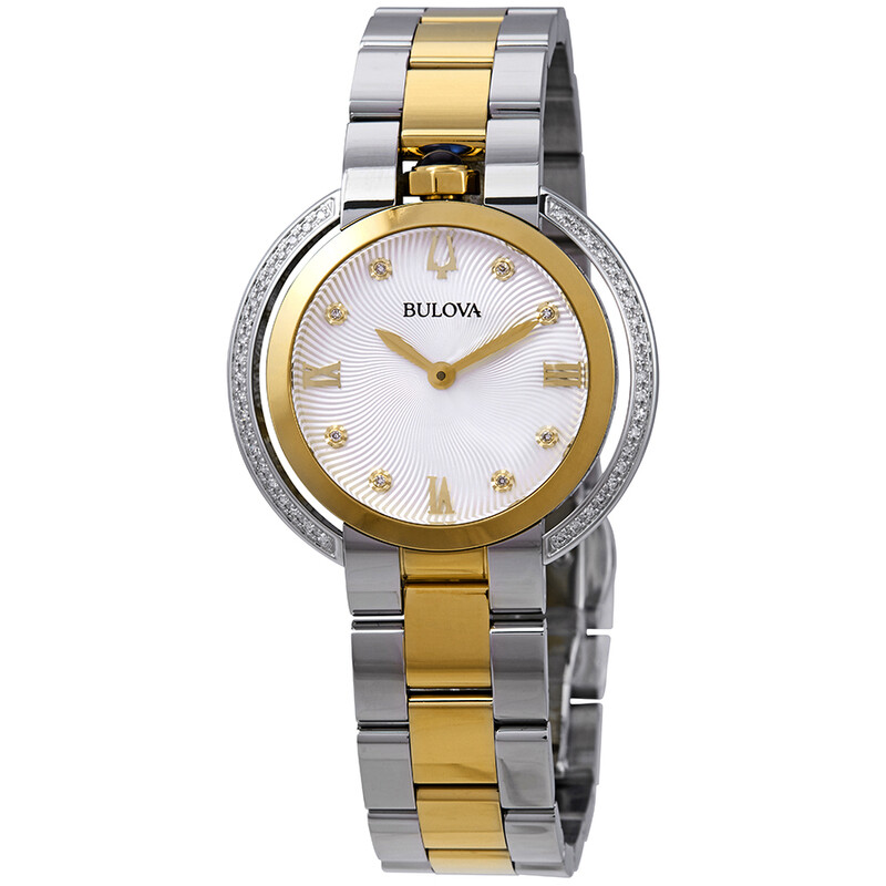 Bulova Rubaiyat Diamond White Dial Two-tone Ladies Watch 98R246 ...