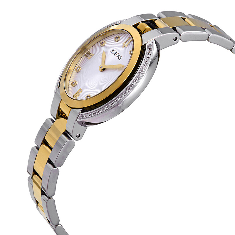 Bulova Rubaiyat Diamond White Dial Two-tone Ladies Watch 98R246 ...