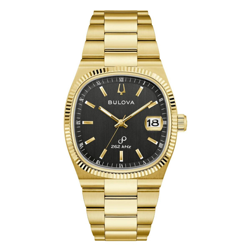 新品電池　Bulova ゴールド クォーツ腕時計 Bulova Super Seville Quartz Black Dial Men's Watch 97B246