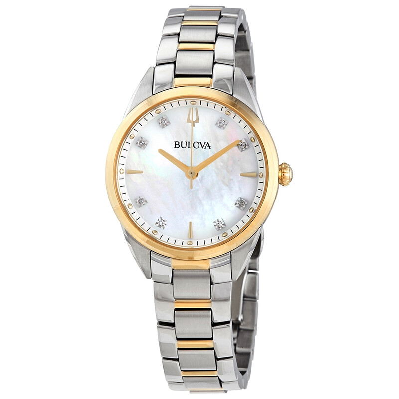 Bulova Sutton Quartz Diamond Mother of Pearl Dial Ladies Watch 98P184 ...
