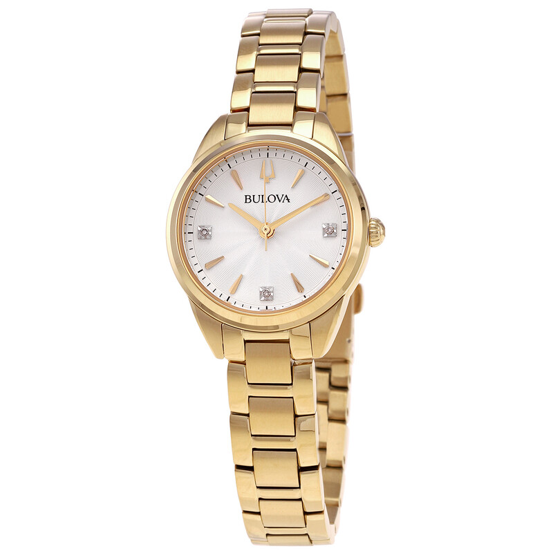Bulova Sutton Quartz Diamond Silver Dial Ladies Watch 97P150 ...