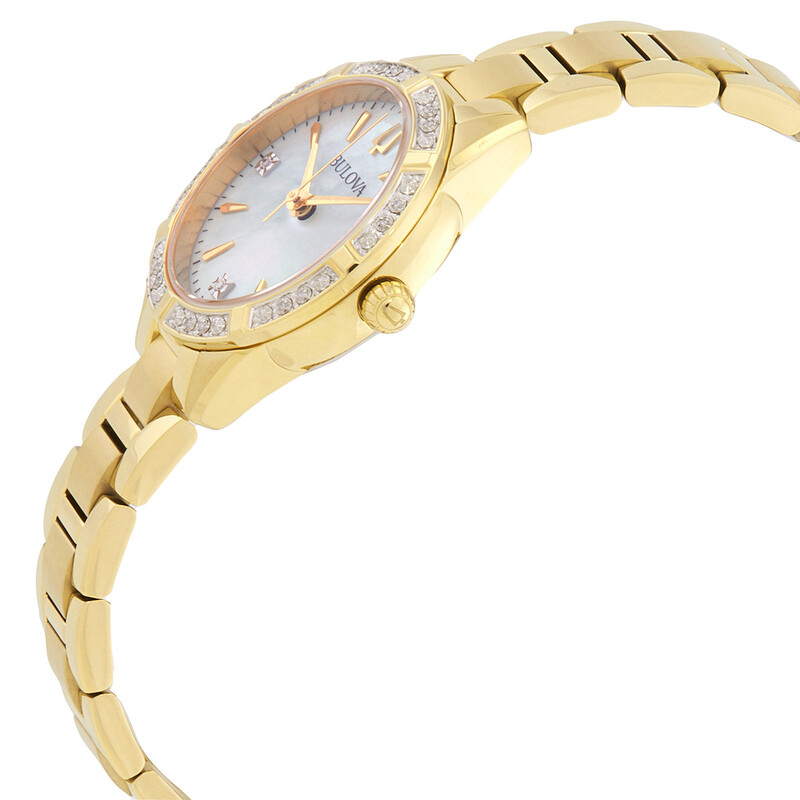 Bulova Sutton 98R297 Gold Tone Women’s Watch with Diamond-Set Bezel White Dial Stainless Steel Bracelet Sutton 98R297 | Bulova main image 2