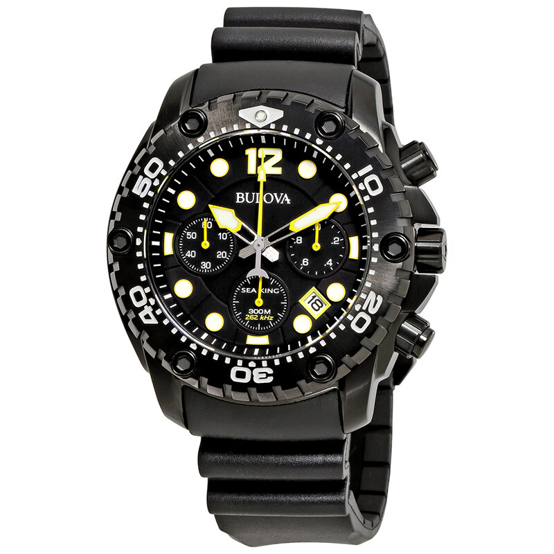 Bulova UHF Sea King Chronograph Black Dial Men's Watch 98B243