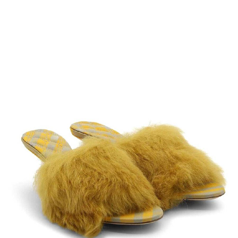 Burberry 60mm Shearling Minnie Mules, Brand Size 35 ( US Size 5
