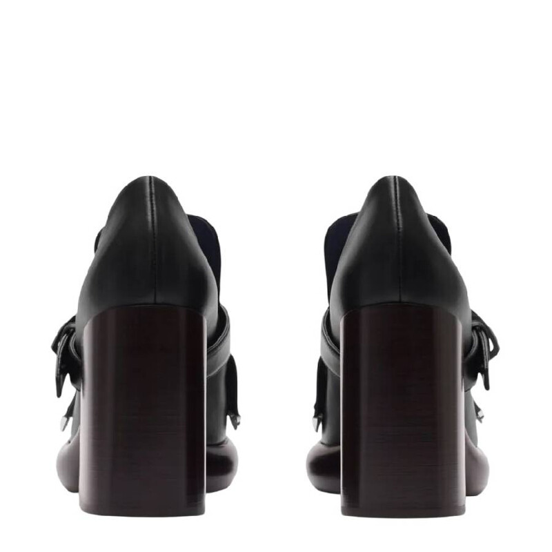 Burberry 95Mm Round Toe Leather Wedge Pumps, Brand Size 37 (US